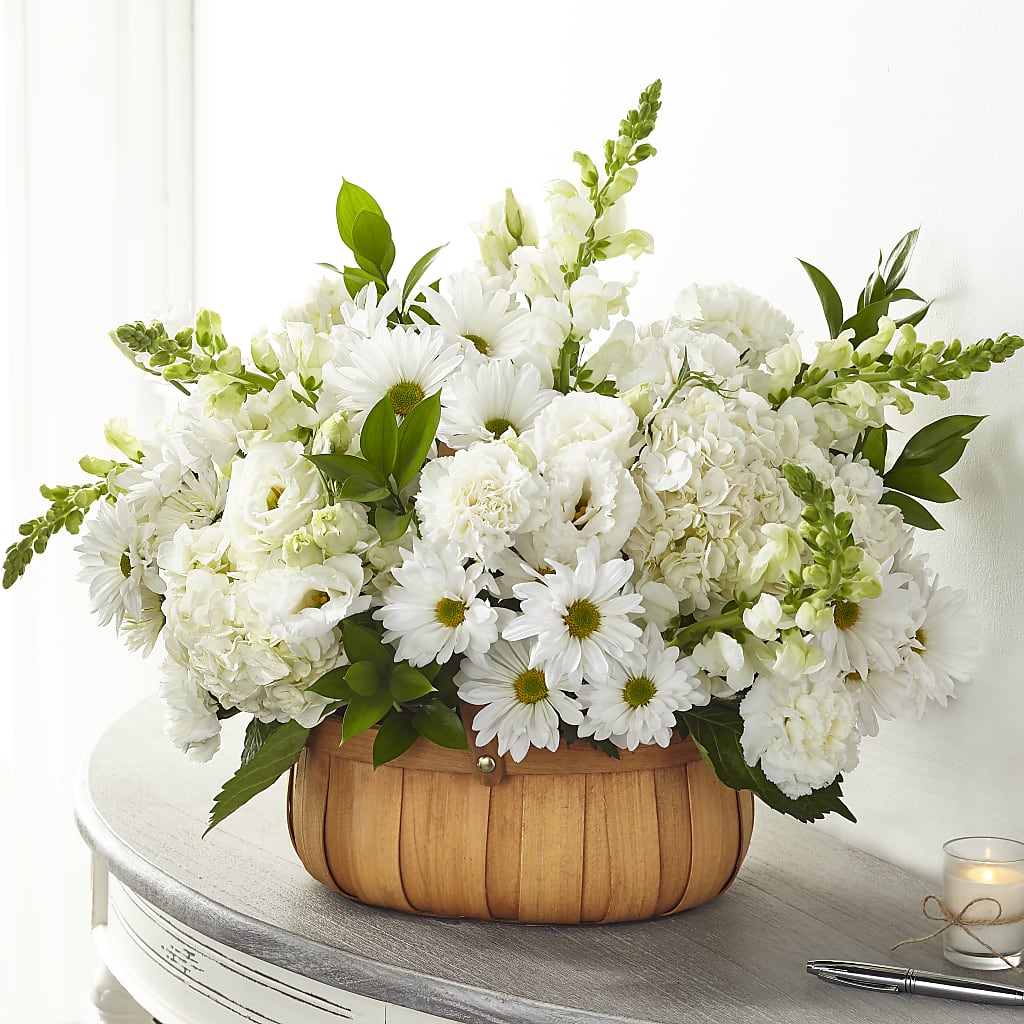 Pure Ivory Basket – ELLIJAY'S HOMETOWN FLORIST INC, Ellijay GA