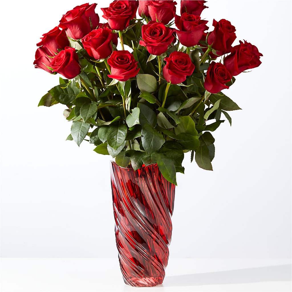 Classic Love Red Rose Bouquet with Luxe Swirl Vase – ELLIJAY'S HOMETOWN FLORIST INC, Ellijay GA