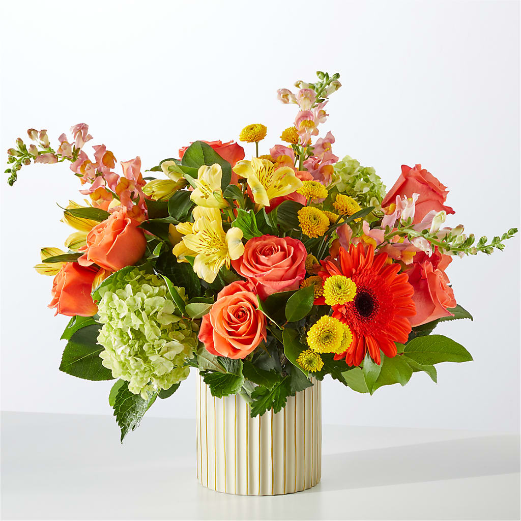 Autumn Sunshine Bouquet with Ivory Vase – ELLIJAY'S HOMETOWN FLORIST INC, Ellijay GA