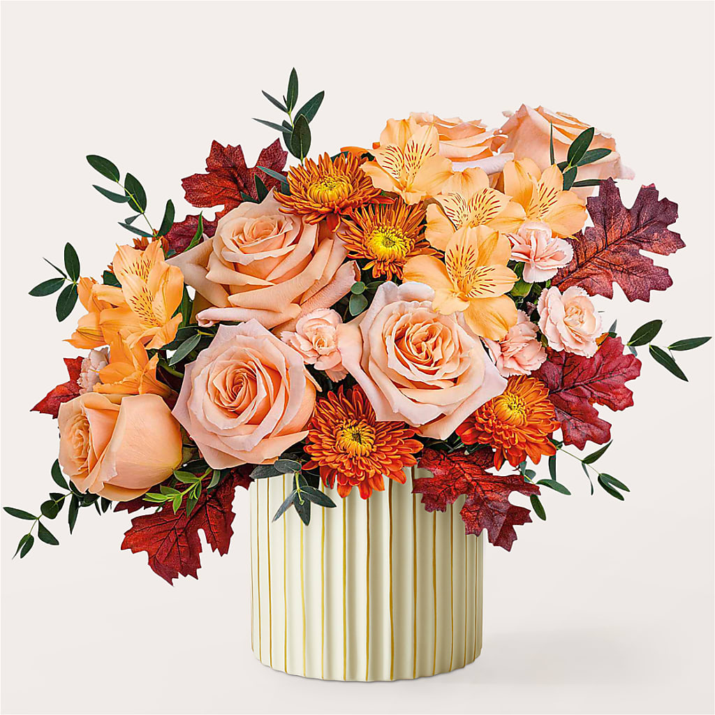 Spiced Latte Bouquet with Ivory Vase – ELLIJAY'S HOMETOWN FLORIST INC, Ellijay GA