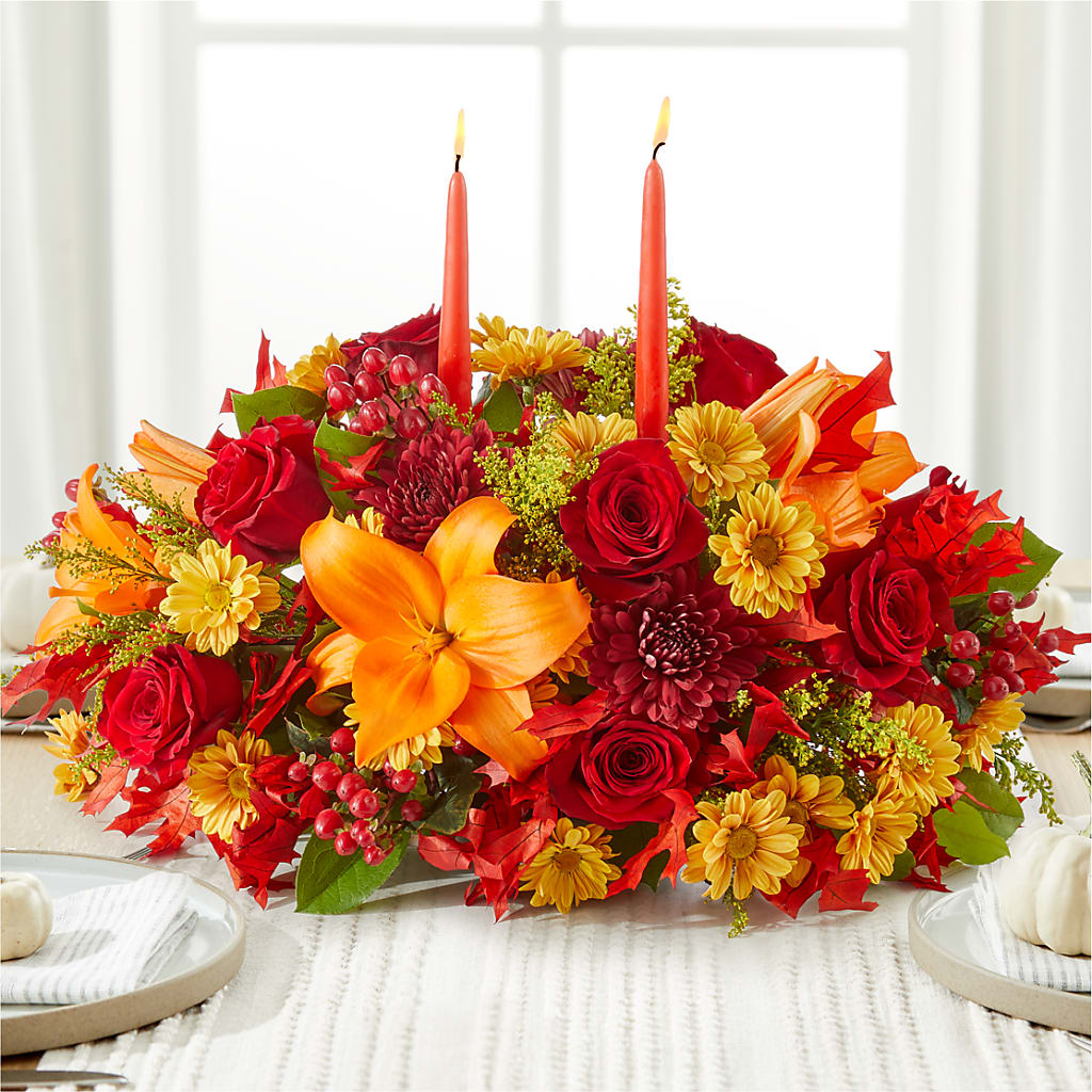Autumn's Embrace Centerpiece – ELLIJAY'S HOMETOWN FLORIST INC, Ellijay GA