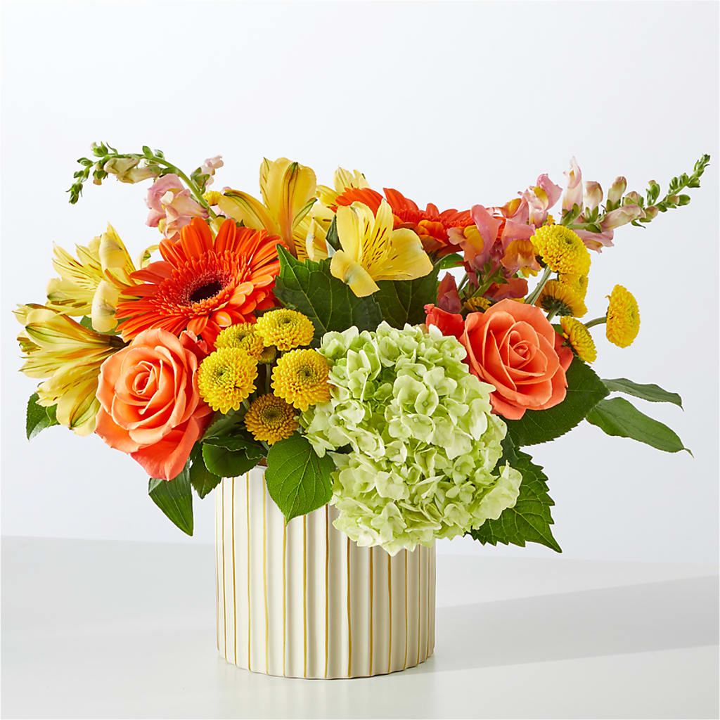 Autumn Sunshine Bouquet with Ivory Vase – ELLIJAY'S HOMETOWN FLORIST INC, Ellijay GA