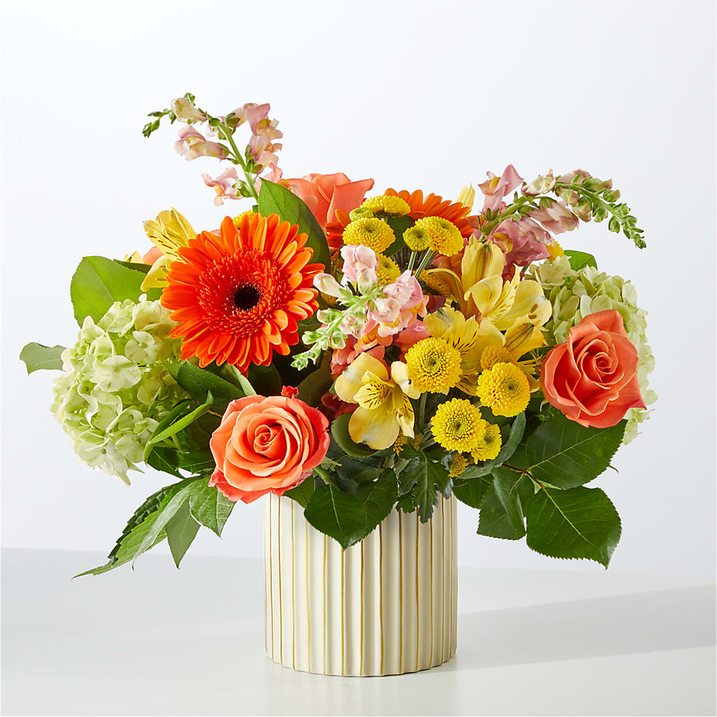 Autumn Sunshine Bouquet with Ivory Vase – ELLIJAY'S HOMETOWN FLORIST INC, Ellijay GA