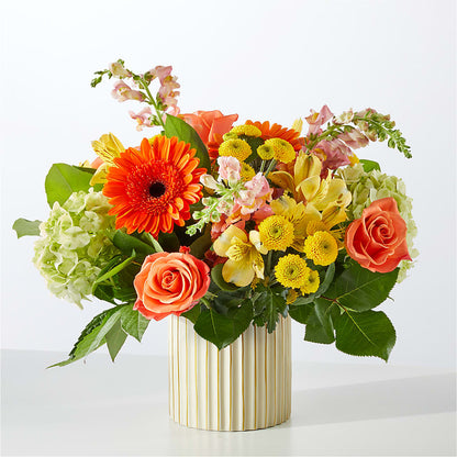 Autumn Sunshine Bouquet with Ivory Vase – ELLIJAY'S HOMETOWN FLORIST INC, Ellijay GA