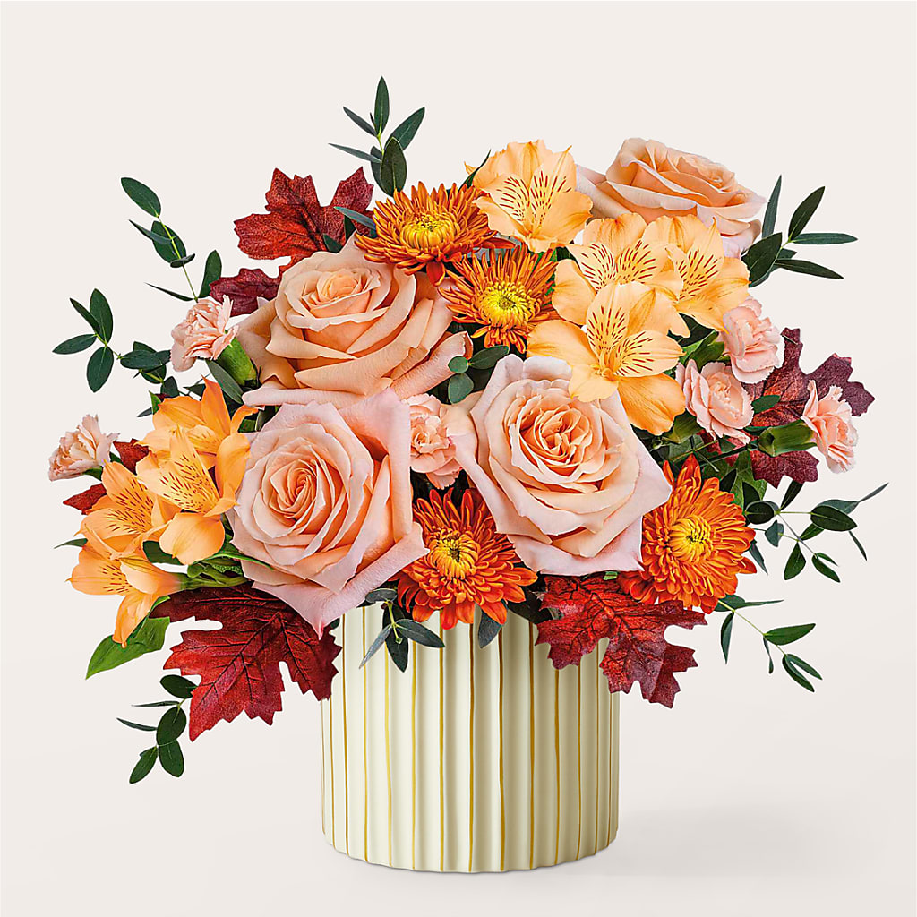 Spiced Latte Bouquet with Ivory Vase – ELLIJAY'S HOMETOWN FLORIST INC, Ellijay GA