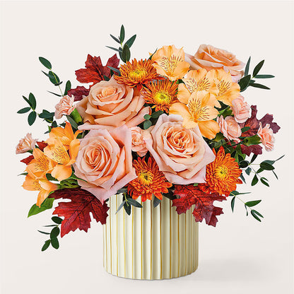 Spiced Latte Bouquet with Ivory Vase – ELLIJAY'S HOMETOWN FLORIST INC, Ellijay GA