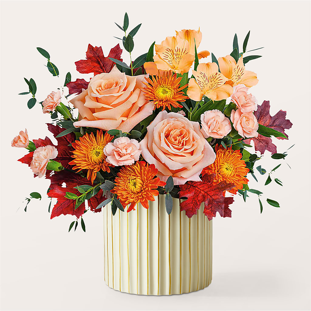 Spiced Latte Bouquet with Ivory Vase – ELLIJAY'S HOMETOWN FLORIST INC, Ellijay GA