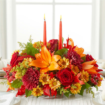 Autumn's Embrace Centerpiece – ELLIJAY'S HOMETOWN FLORIST INC, Ellijay GA