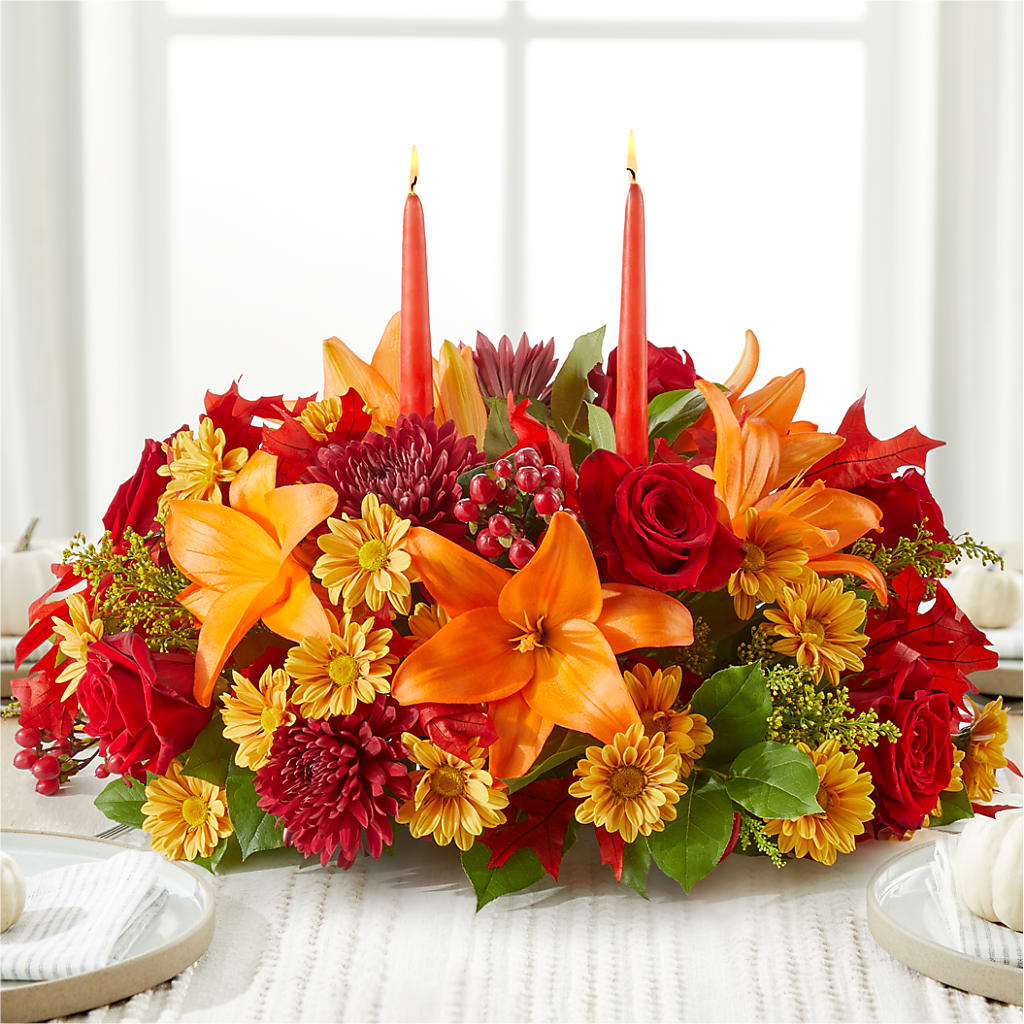 Autumn's Embrace Centerpiece – ELLIJAY'S HOMETOWN FLORIST INC, Ellijay GA